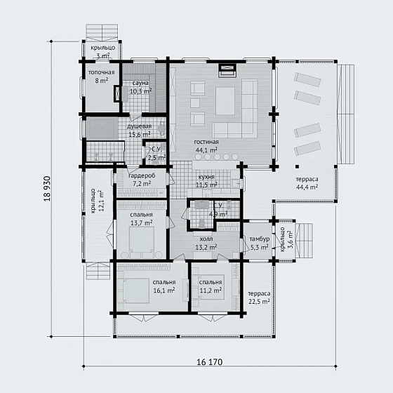 План первого этажа <b>144м²</b>