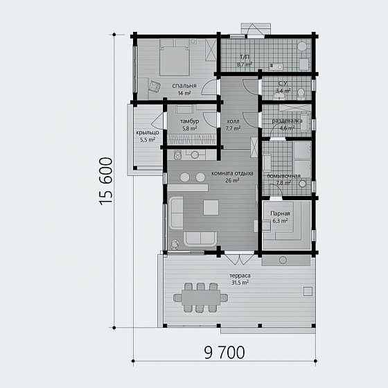 План первого этажа <b>122м²</b>
