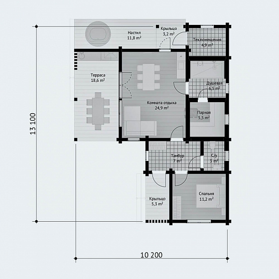 План первого этажа <b>102м²</b>