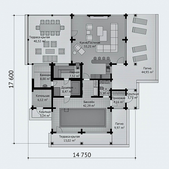 План первого этажа <b>250м²</b>