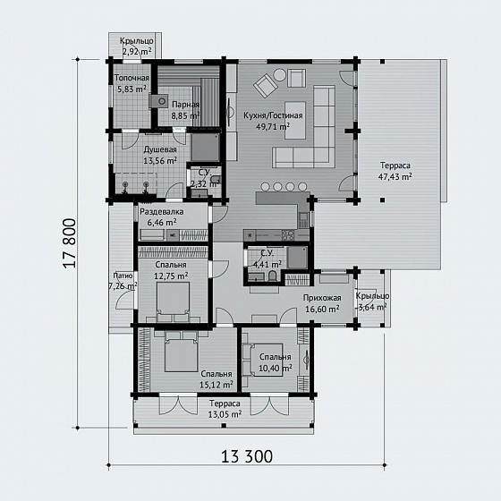 План первого этажа <b>220м²</b>