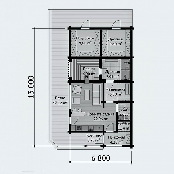 План первого этажа <b>121м²</b>