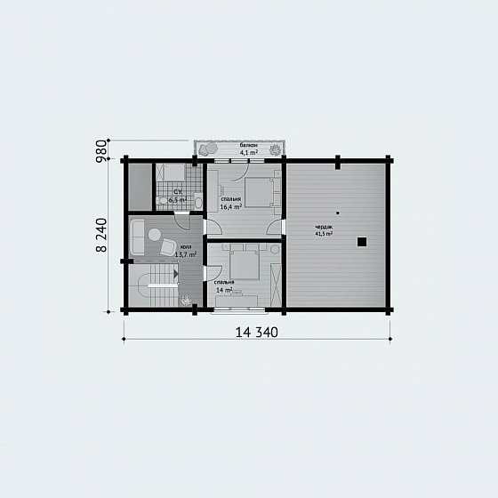 План второго этажа <b>98м²</b>