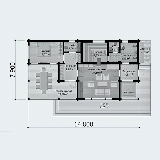 План первого этажа <b>132м²</b>